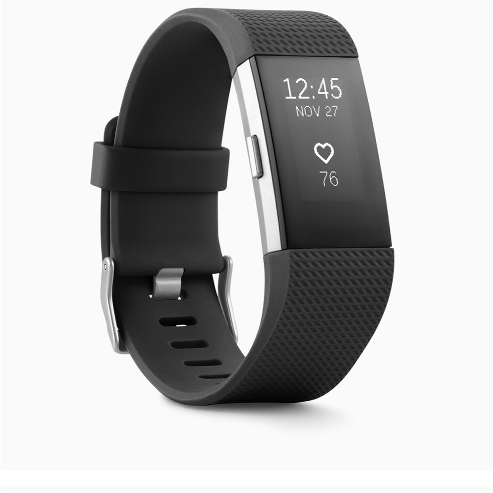 NWT Fit Bit Charge Black band  Stainless Steel